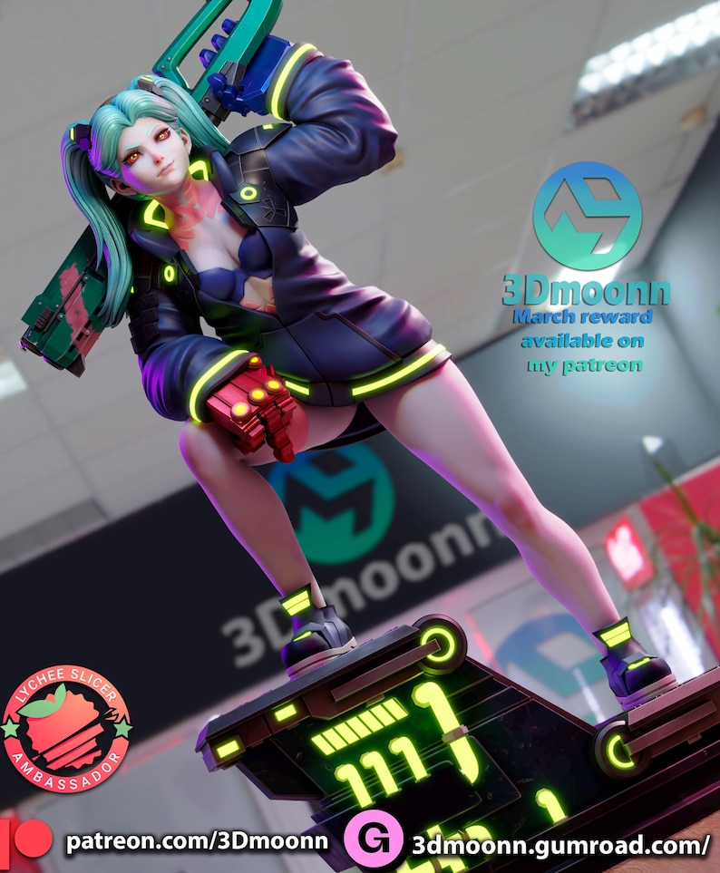 Rebecca — Cyberpunk | 1/8 1/6 Scale Resin Figure | Unpainted or Hand-Painted | 3D Printed Fan Art | Collector Gift image 6