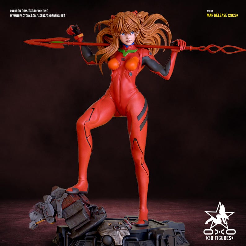 Asuka Langley — Neon Genesis Evangelion | 1/8 1/6 Scale Resin Figure | Unpainted or Hand-Painted | 3D Printed Fan Art | Collector Gift image 5