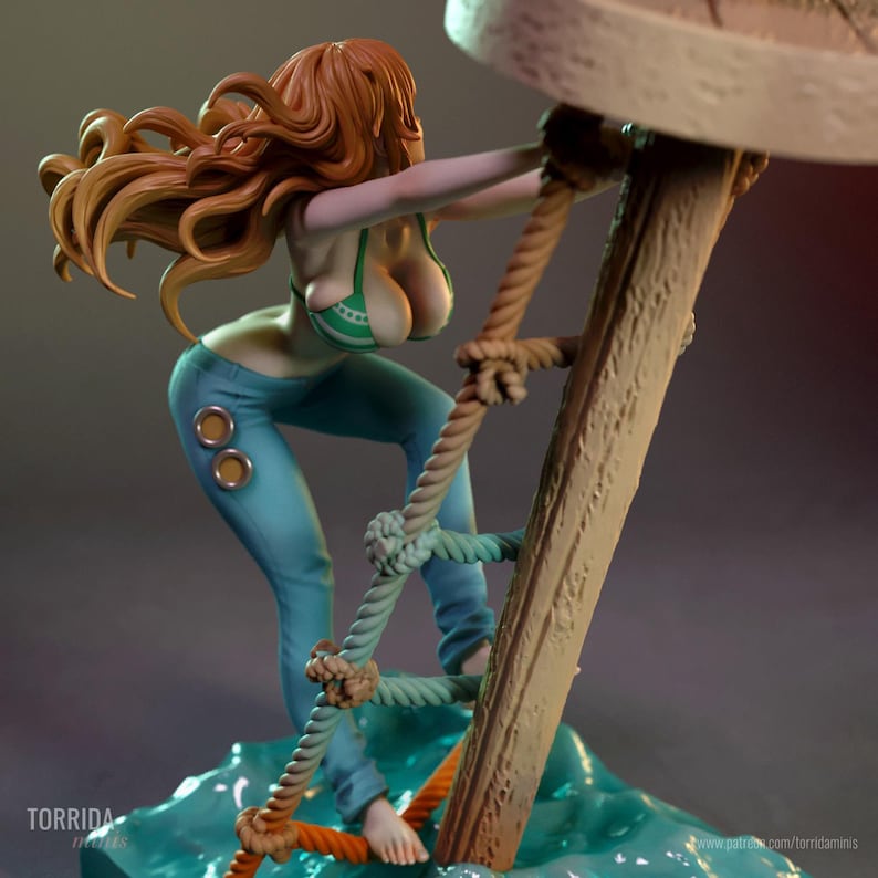 Nami One Piece Resin Figure – 1/8 1/6 Scale 3D Printed Fan Art Statue | Collector Gift image 6