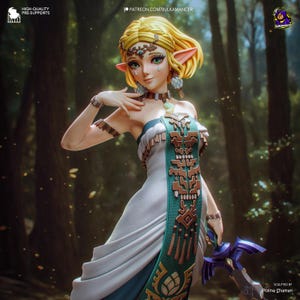 Princess Zelda — Zelda Tears of the Kingdom | 1/8 1/6 Scale Resin Figure | Unpainted or Hand-Painted | 3D Printed Fan Art | Collector Gift image 1