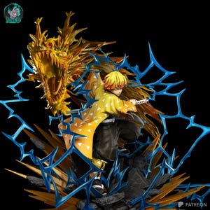 Zenitsu Agatsuma Demon Slayer Resin Figure – 1/8 1/6 Scale 3D Printed Fan Art Statue | Collector Gift image 2