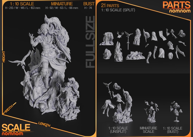 Yennefer — Witcher | 1/8 1/6 Scale Resin Figure | 3D Printed Fan Art | Unpainted Garage Kit | Collector Gift image 3