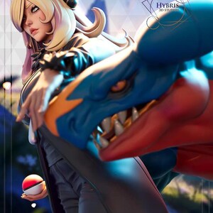 Cynthia — Pokemon | 1/8 1/6 Scale Resin Figure | 3D Printed Fan Art | Unpainted Garage Kit image 3