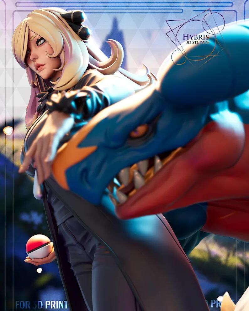 Cynthia — Pokemon | 1/8 1/6 Scale Resin Figure | 3D Printed Fan Art | Unpainted Garage Kit image 3