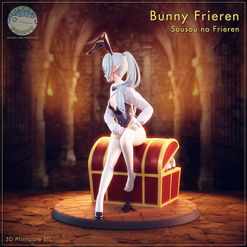 Figurka z żywicy Bunny Frieren – skala 1/8 1/6, drukowana w 3D, fanowska figurka | Prezent dla kolekcjonera zdjęcie 4