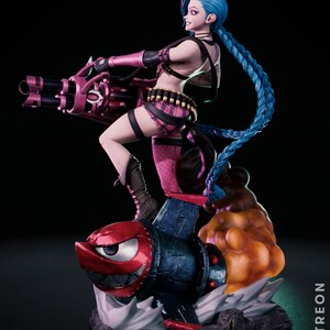 Jinx — League of Legends / Arcane / Figura de resina a escala 1/8 o 1/6 / Sin pintar o pintada a mano / Arte de fans impreso en 3D / Regalo de coleccionista imagen 7