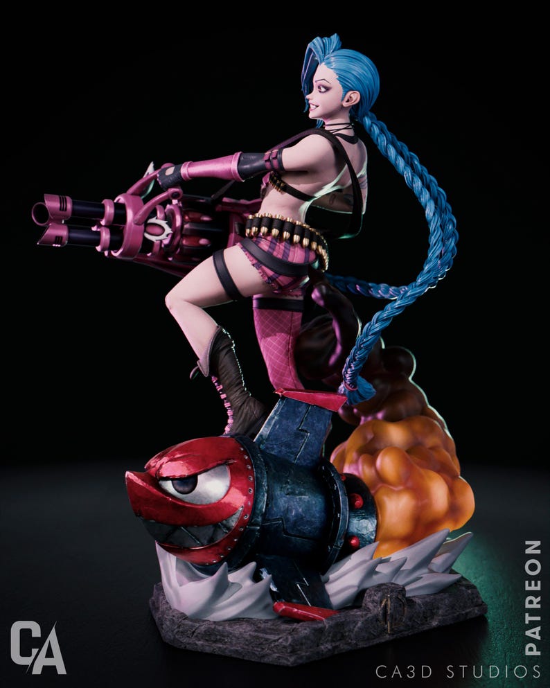 Jinx — League of Legends / Arcane / Figura de resina a escala 1/8 o 1/6 / Sin pintar o pintada a mano / Arte de fans impreso en 3D / Regalo de coleccionista imagen 7