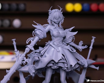 Laevatain Arknights Enfield / Figura de resina a escala 1/8 o 1/6 / Sin pintar o pintada a mano / Arte de fans impreso en 3D / Regalo de coleccionista