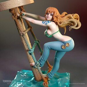 Nami One Piece Resin Figure – 1/8 1/6 Scale 3D Printed Fan Art Statue | Collector Gift image 2