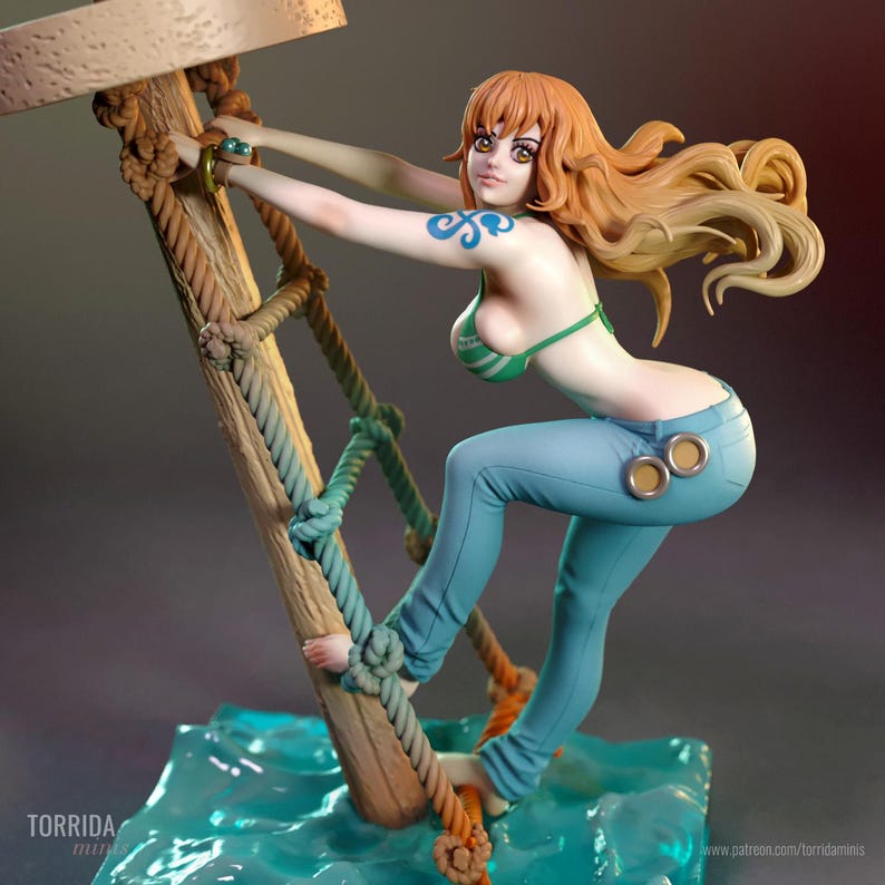 Nami One Piece Resin Figure – 1/8 1/6 Scale 3D Printed Fan Art Statue | Collector Gift image 2