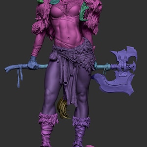 Statuetta in resina stampata in 3D di Red Sonja – Scala 1/8 1/6, ispirata alle fan art (non dipinta) / Regalo per collezionisti immagine 3