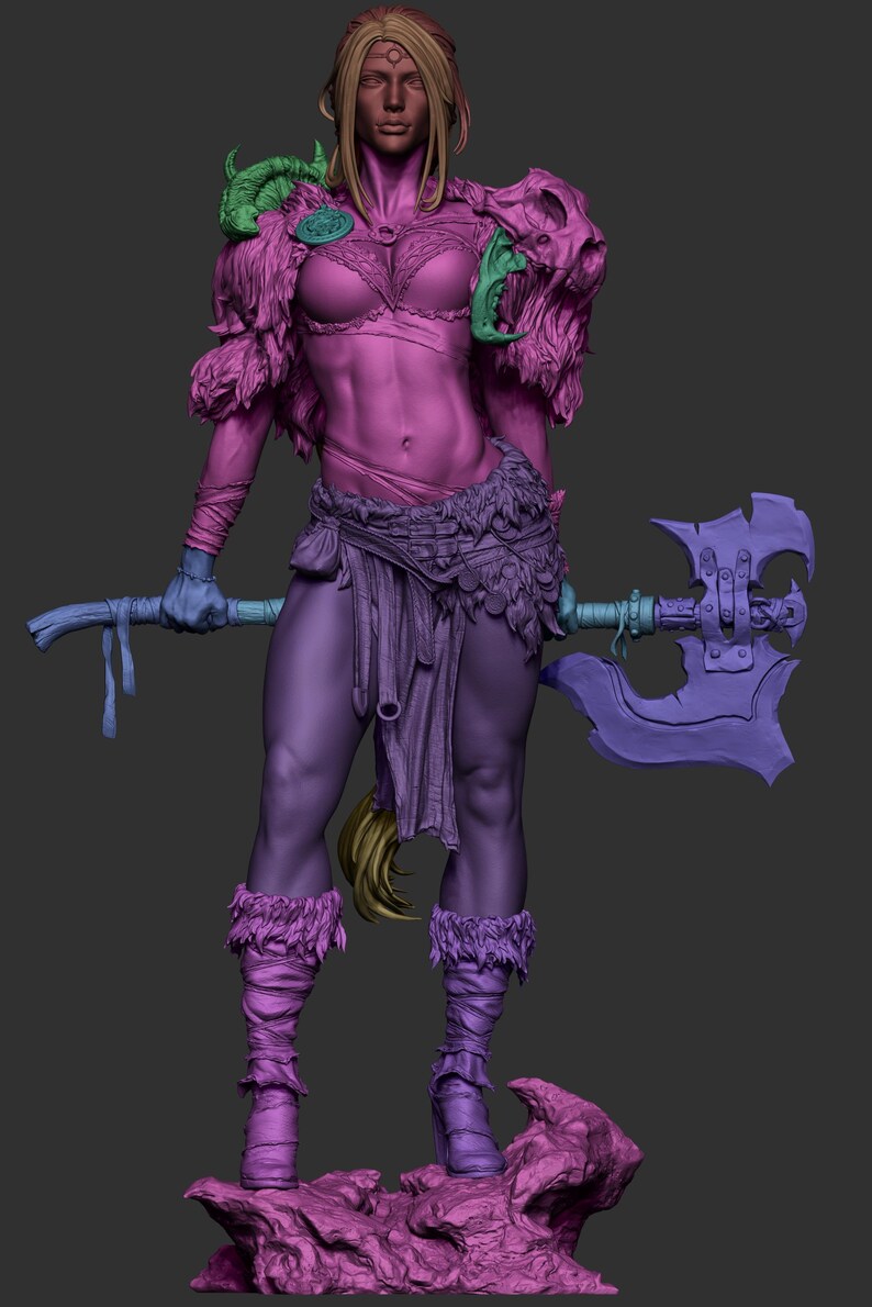 Statuetta in resina stampata in 3D di Red Sonja – Scala 1/8 1/6, ispirata alle fan art (non dipinta) / Regalo per collezionisti immagine 3