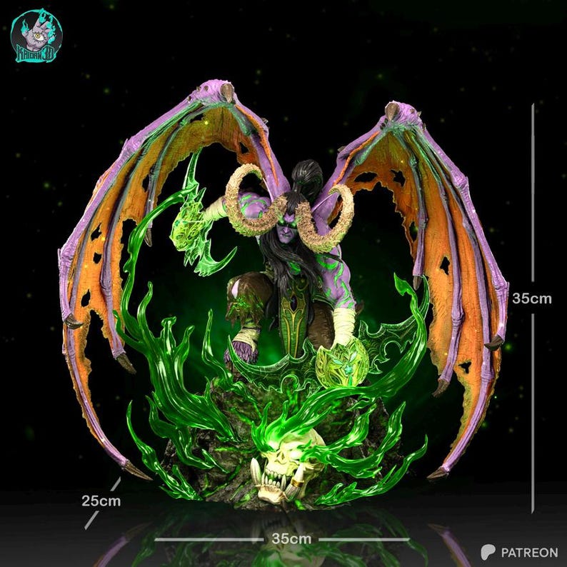 Harsfiguur van Illidan World of Warcraft – schaal 1/8 1/6 3D-geprint fanartstandbeeld | Verzamelaarscadeau afbeelding 6