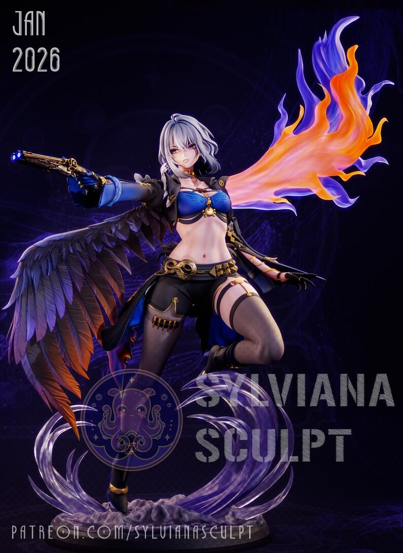 Figura de resina de Sylviana de Las Olas Borrascosas – Escala 1/8 1/6 Estatua de fan art impresa en 3D / Regalo de coleccionista imagen 3