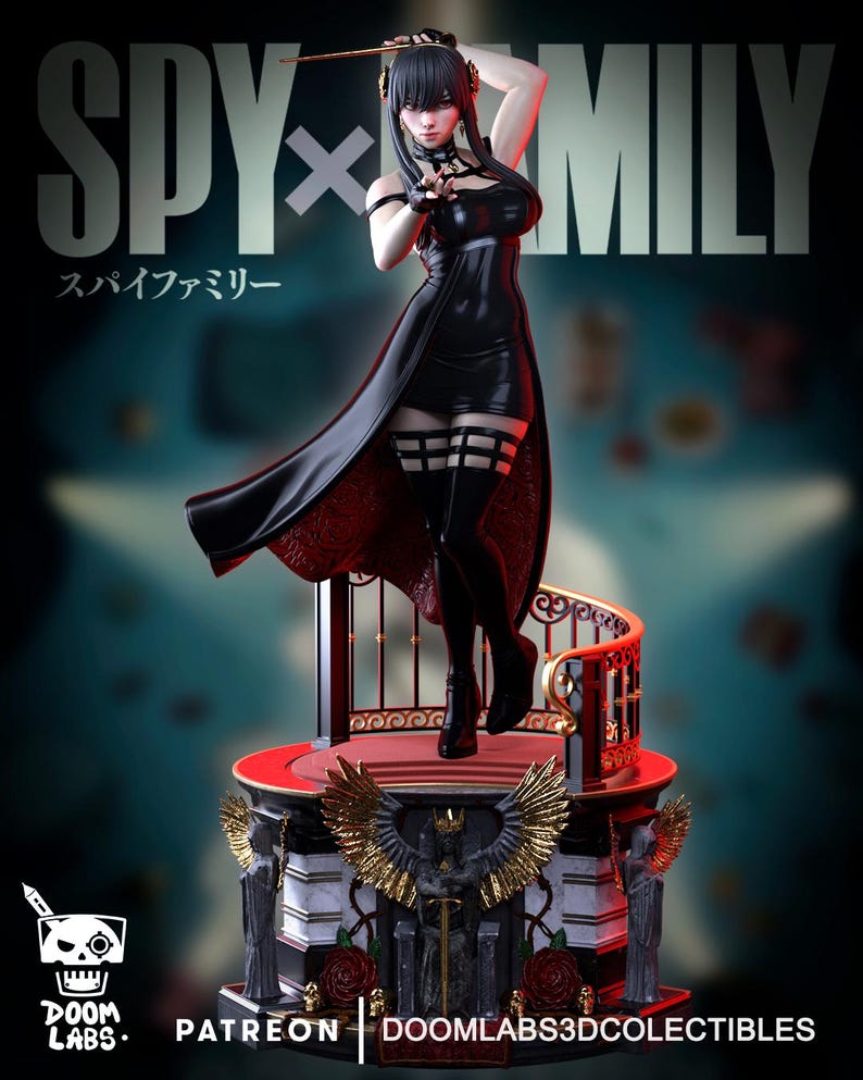 Harsfiguur Yor Forger Spy X Family – schaal 1/8 1/6 3D-geprint standbeeld | Verzamelaarscadeau afbeelding 1