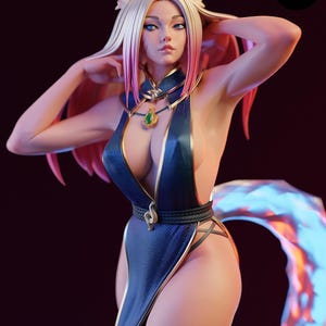 Ahri — League of Legends | Harsfiguur schaal 1/8 1/6 | Ongeverfd of handgeschilderd | 3D-geprinte fanart | Verzamelaarscadeau afbeelding 2