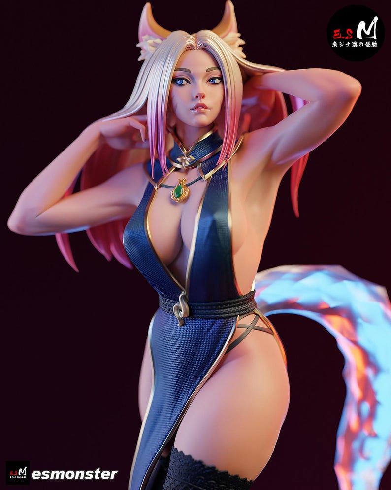 Ahri — League of Legends | Harsfiguur schaal 1/8 1/6 | Ongeverfd of handgeschilderd | 3D-geprinte fanart | Verzamelaarscadeau afbeelding 2