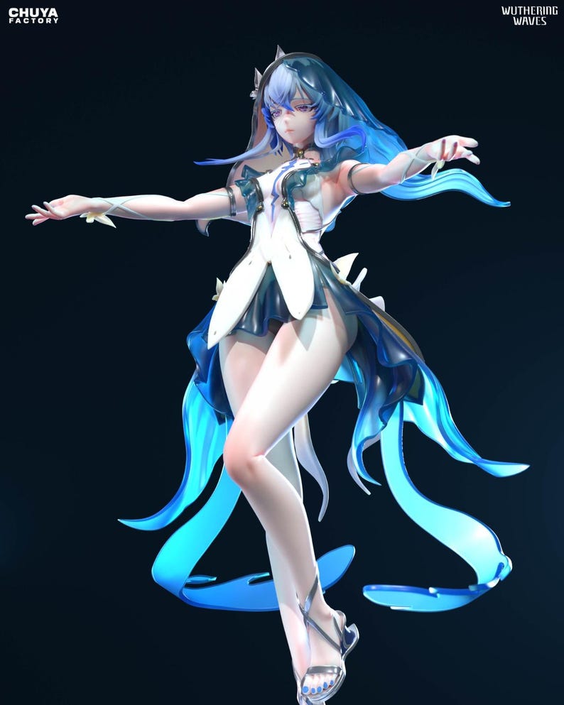 Shorekeeper Wuthering Waves en résine - Statue de fan art imprimée en 3D à l'échelle 1/8 1/6 | Cadeau de collection image 6
