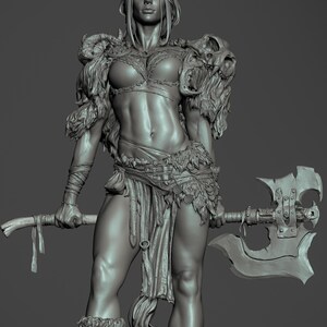 Statuetta in resina stampata in 3D di Red Sonja – Scala 1/8 1/6, ispirata alle fan art (non dipinta) / Regalo per collezionisti immagine 2
