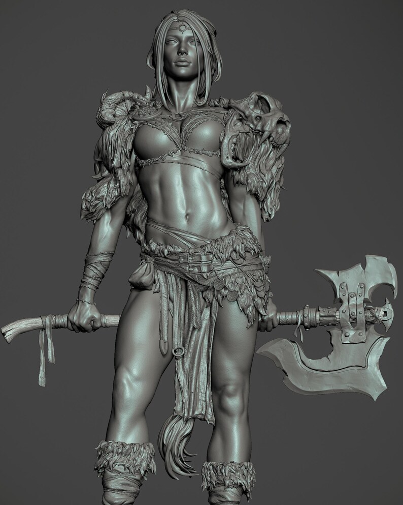 Statuetta in resina stampata in 3D di Red Sonja – Scala 1/8 1/6, ispirata alle fan art (non dipinta) / Regalo per collezionisti immagine 2