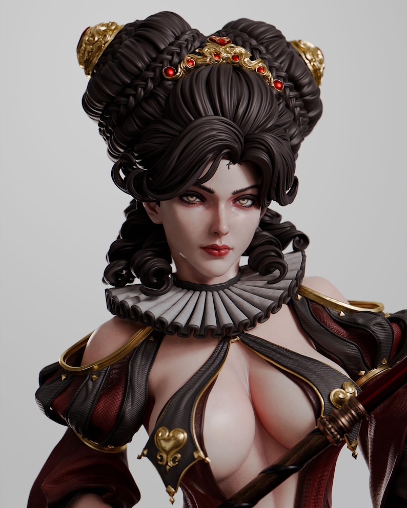 Queen of Hearts Resin Figure – Alice in Wonderland Fan Art Statue (1/8 1/6 Scale) | Collector Gift image 6
