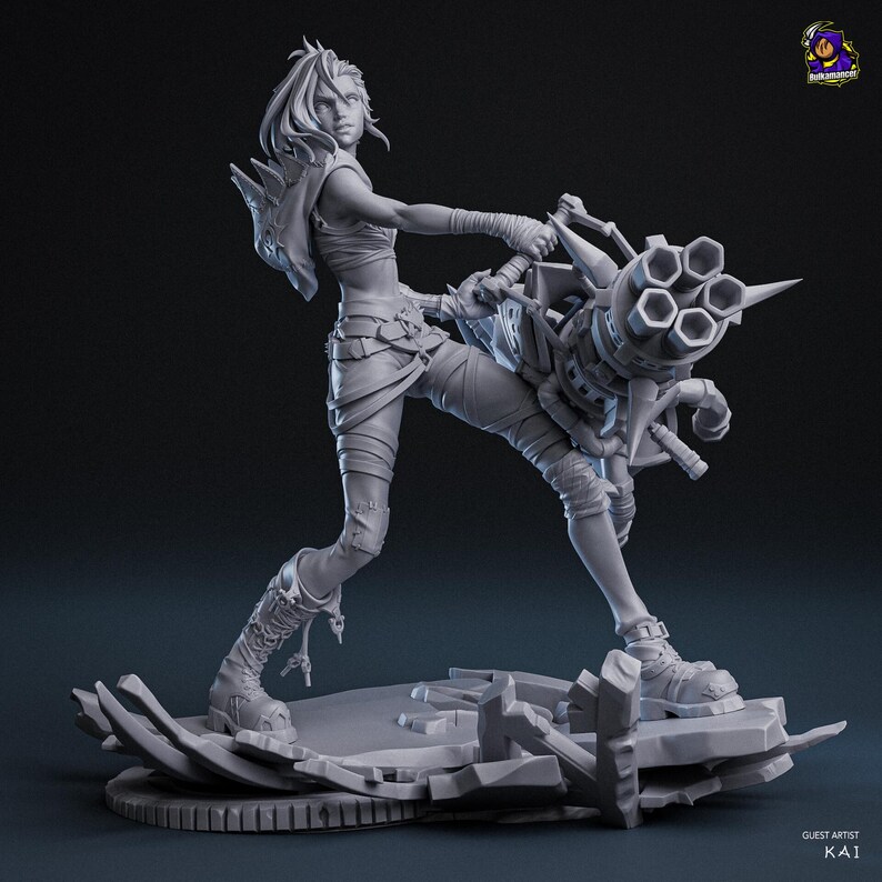 Jinx — League of Legends | 1/8 bis 1/6 Harz Figur | Unbemalt oder Handbemalt | 3D gedruckte Fan Art | Sammler Geschenk Bild 9