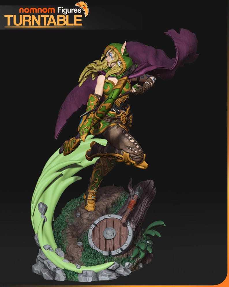 Alleria Windrunner — World of Warcraft | Harsfiguur schaal 1/8 1/6 | Ongeverfd of handgeschilderd | 3D-geprinte fanart | Verzamelaarscadeau afbeelding 5