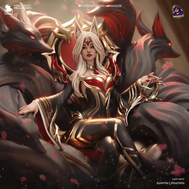 Ahri — League of Legends | 1/8 1/6 Scale Resin Figure | Unpainted or Hand-Painted | 3D Printed Fan Art | Collector Gift image 5