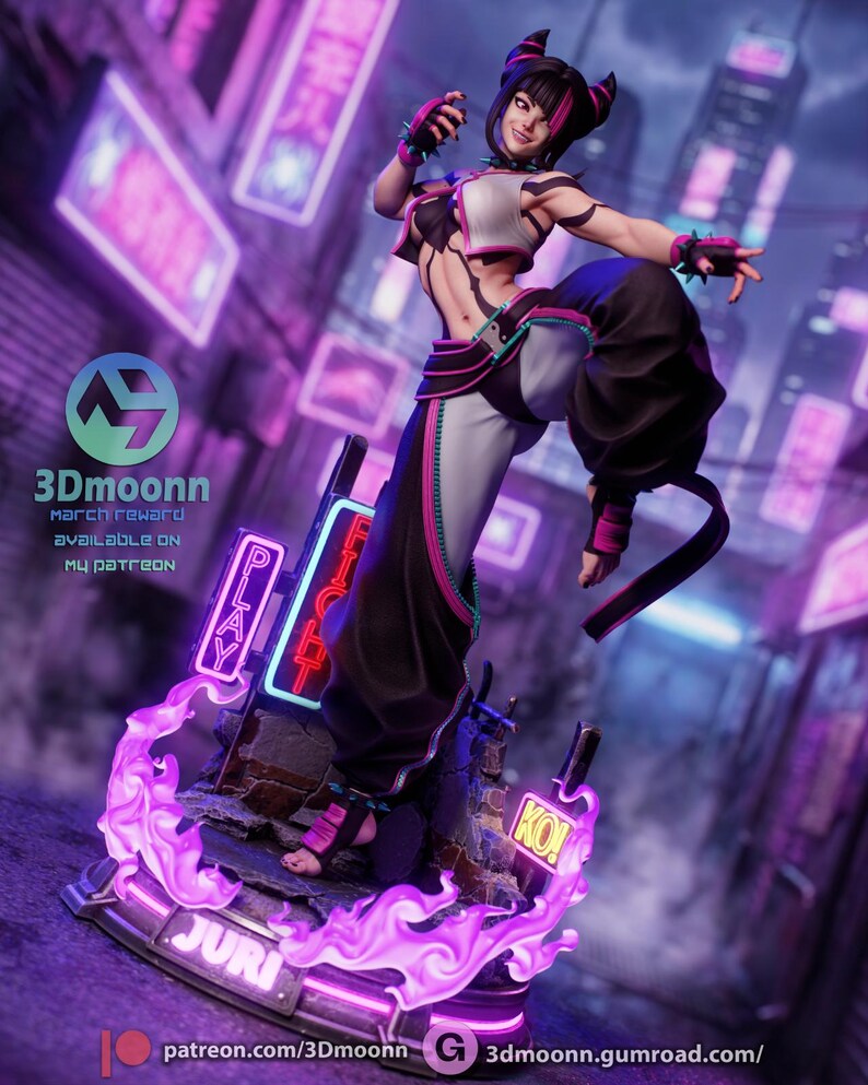 Juri Street Fighter Harzfigur - 1/8 1/6 3D gedruckte Fan Art Statue | Sammler Geschenk Bild 4