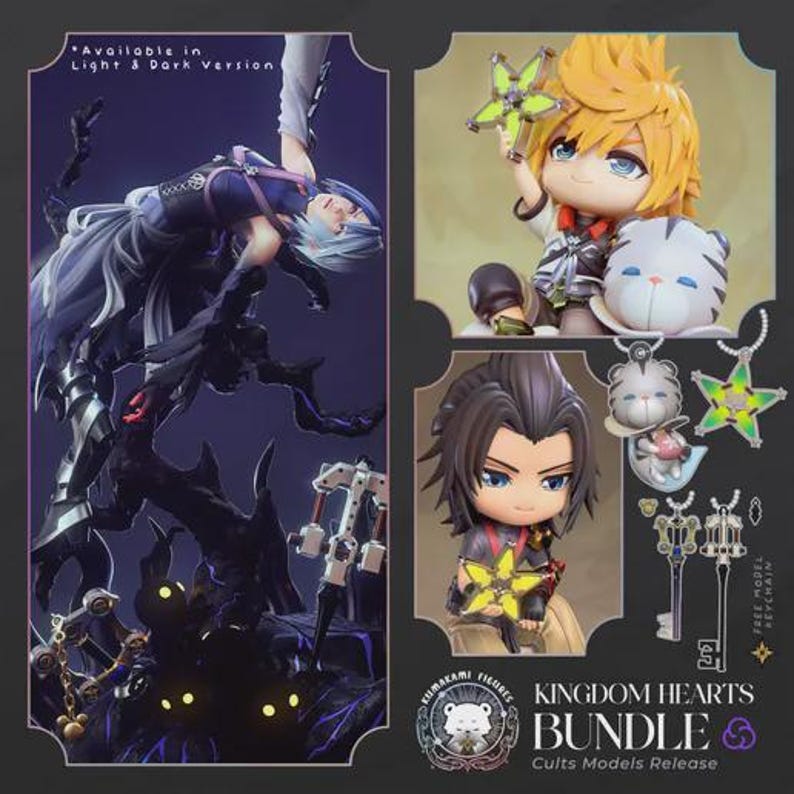 Kingdom Hearts Bundle — Kingdom Hearts | 1/8 1/6 Scale Resin Figure | Unpainted or Hand-Painted | 3D Printed Fan Art | Collector Gift image 3