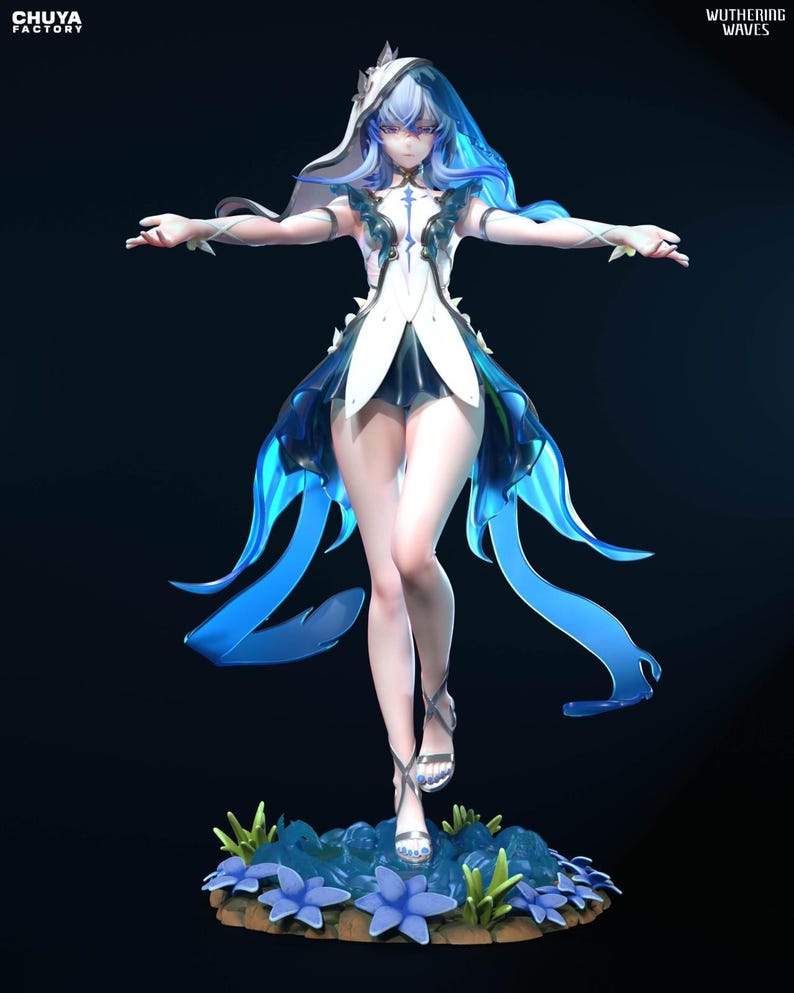 Shorekeeper Wuthering Waves en résine - Statue de fan art imprimée en 3D à l'échelle 1/8 1/6 | Cadeau de collection image 1