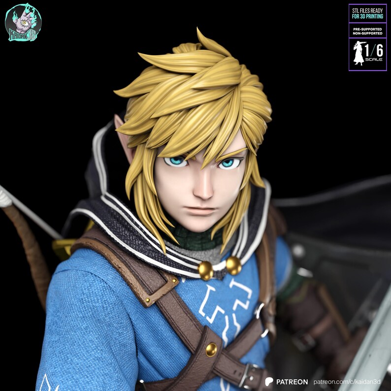 Link — The Legend of Zelda | Figura em resina em escala 1/8 ou 1/6 | Sem pintura ou pintada à mão | Arte de fã impressa em 3D | Presente para colecionadores imagem 4
