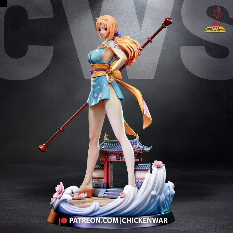 Figura de resina de Nami de One Piece – Escala 1/8 y 1/6. Estatua de fan art impresa en 3D / Regalo de coleccionista. imagen 7