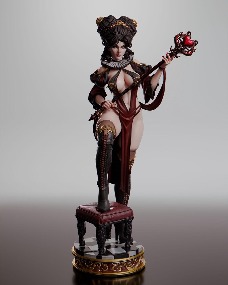 Queen of Hearts Resin Figure – Alice in Wonderland Fan Art Statue (1/8 1/6 Scale) | Collector Gift image 2