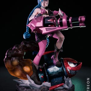 Jinx — League of Legends / Arcane / Figura de resina a escala 1/8 o 1/6 / Sin pintar o pintada a mano / Arte de fans impreso en 3D / Regalo de coleccionista imagen 5