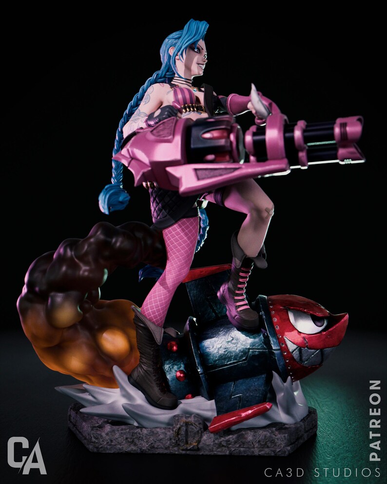 Jinx — League of Legends / Arcane / Figura de resina a escala 1/8 o 1/6 / Sin pintar o pintada a mano / Arte de fans impreso en 3D / Regalo de coleccionista imagen 5