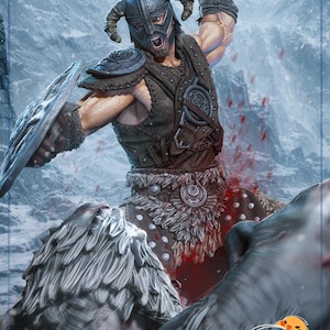 Skyrim Dragonborn Resin Figure – 1/8 1/6 Scale 3D Printed Fan Art Statue | Collector Gift image 1