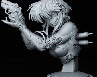Mayor Motoko Kusanagi — Ghost in the Shell / Figura de resina a escala 1/8 o 1/6 / Sin pintar o pintada a mano / Arte de fan impreso en 3D / Regalo de coleccionista