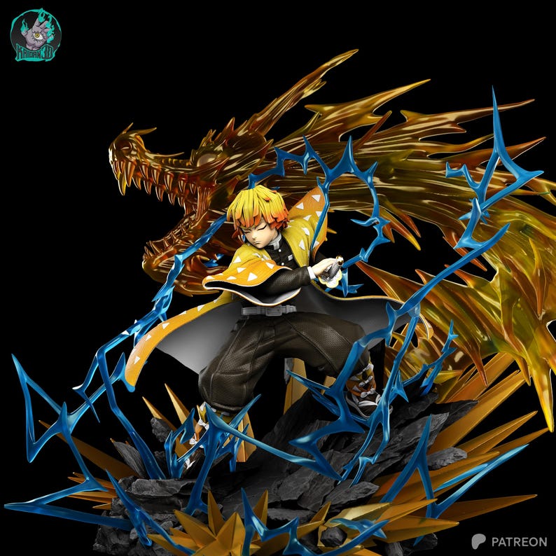 Zenitsu Agatsuma Demon Slayer Resin Figure – 1/8 1/6 Scale 3D Printed Fan Art Statue | Collector Gift image 3