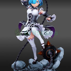 Statua in resina di Rem da Re:Zero – Scala 1/8 1/6, stampata in 3D, ispirata a un'opera d'arte realizzata da un fan / Regalo per collezionisti immagine 1