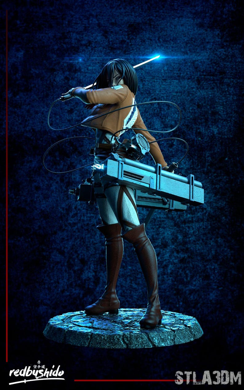 Figura de resina de Mikasa Ackerman de Attack on Titan – Escala 1/8 1/6 Estatua de fan art impresa en 3D / Regalo de coleccionista imagen 2