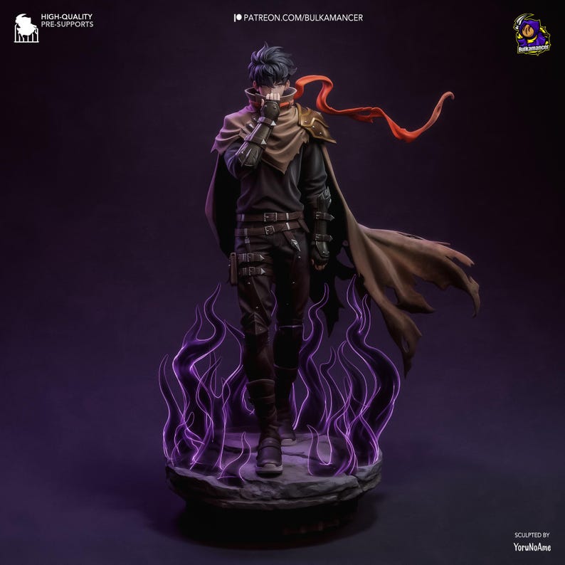 Sung Jin Woo — Solo Leveling / Figura de resina a escala 1/8 o 1/6 / Sin pintar o pintada a mano / Fan art impreso en 3D / Regalo de coleccionista imagen 4