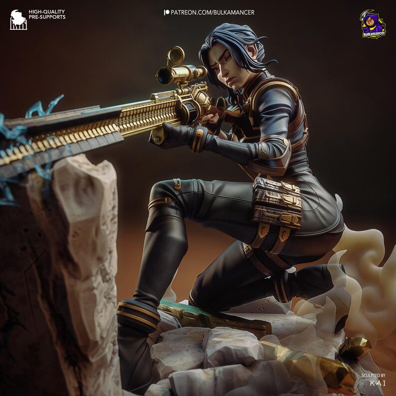 Caitlyn Arcane League of Legends Resin Figure – 1/8 1/6 Scale 3D Printed Statue | Collector Gift image 2