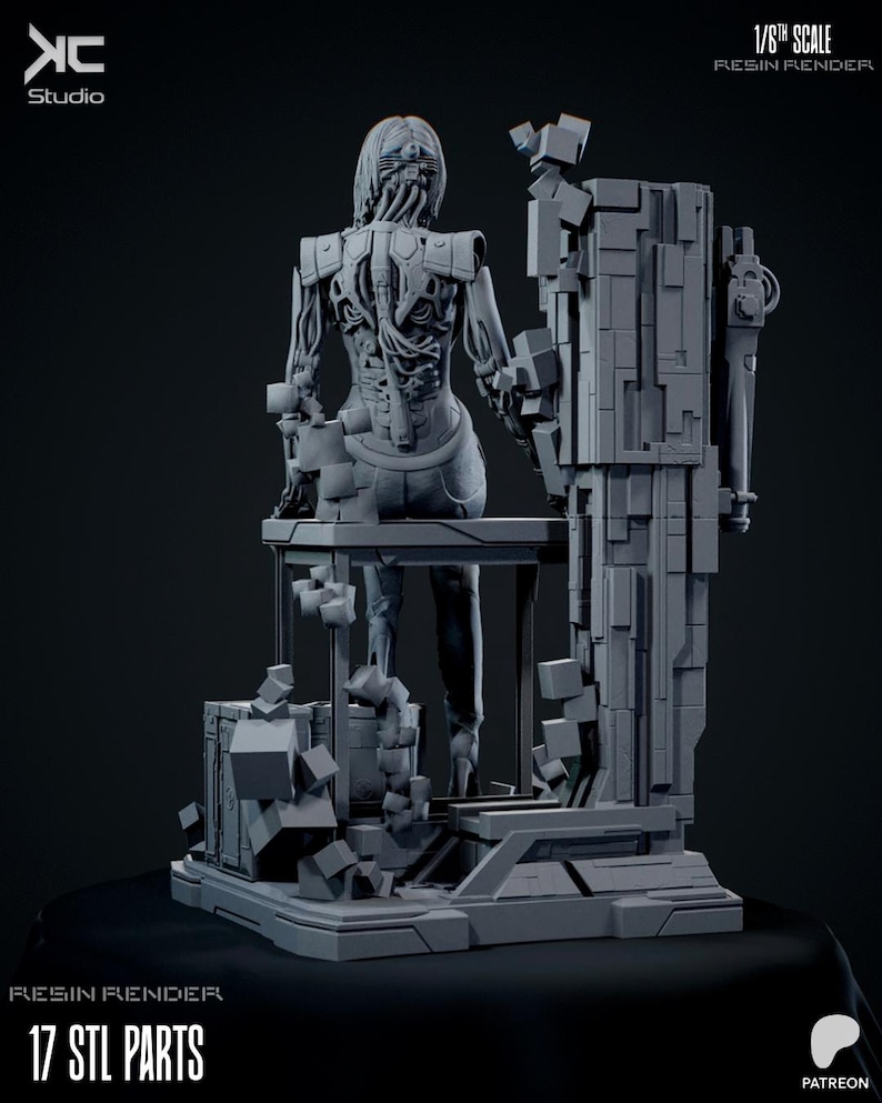 Songbird Cyberpunk | 1/8 1/6 Scale Resin Figure | Unpainted or Hand-Painted | 3D Printed Fan Art | Collector Gift image 2