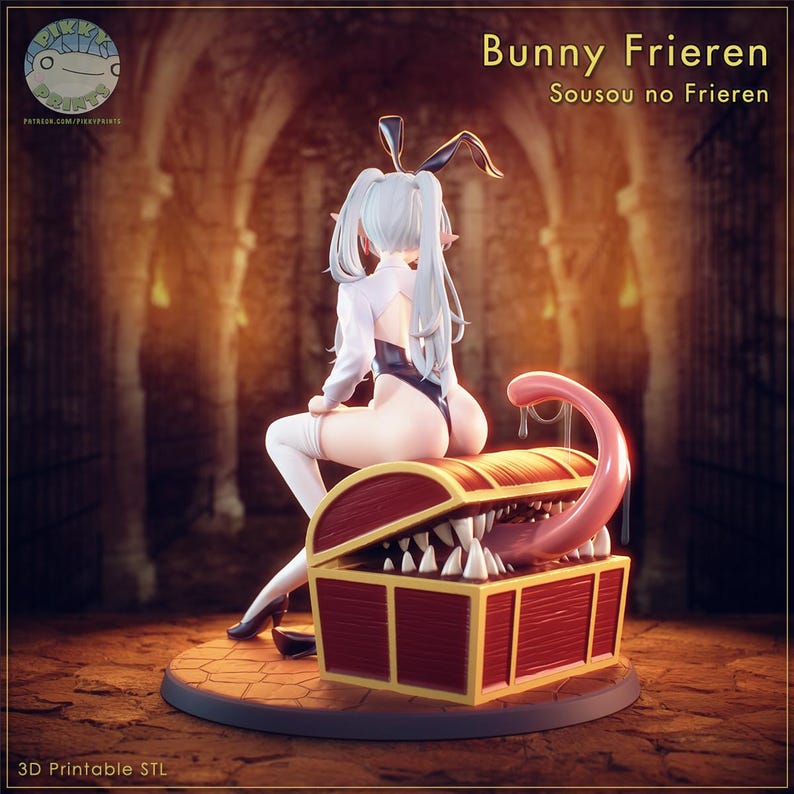 Figurka z żywicy Bunny Frieren – skala 1/8 1/6, drukowana w 3D, fanowska figurka | Prezent dla kolekcjonera zdjęcie 2