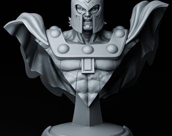 Magneto Bust | 1/8 1/6 Scale Resin Figure | Unpainted or Hand-Painted | 3D Printed Fan Art | Collector Gift