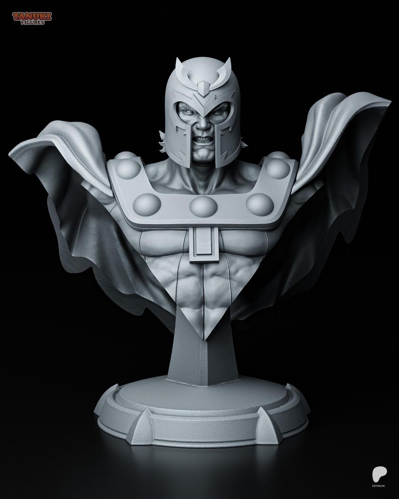 Magneto Bust | 1/8 1/6 Scale Resin Figure | Unpainted or Hand-Painted | 3D Printed Fan Art | Collector Gift imagen 1