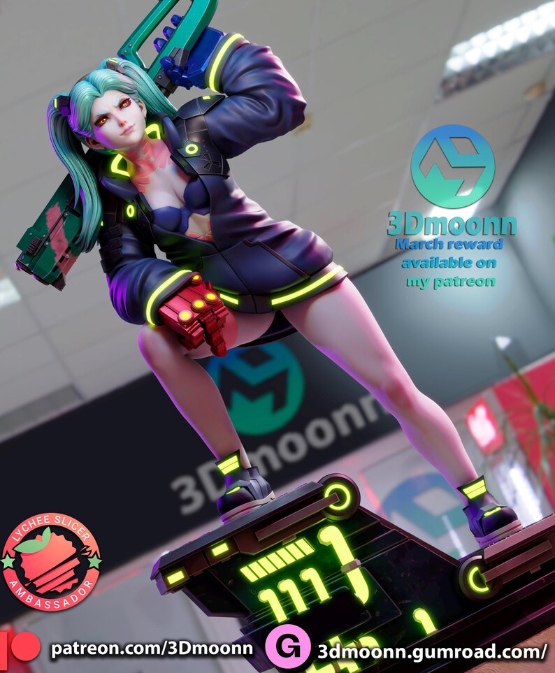 Rebecca — Cyberpunk | 1/8 1/6 Scale Resin Figure | Unpainted or Hand-Painted | 3D Printed Fan Art | Collector Gift image 5
