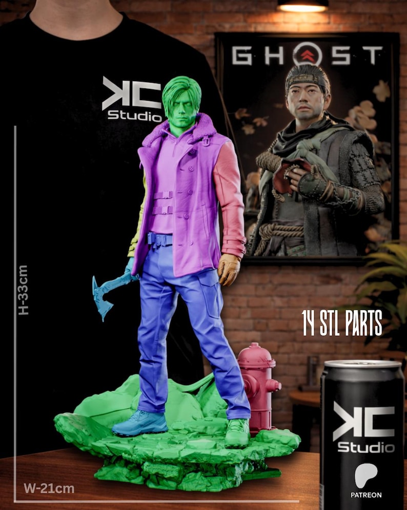 Leon S. Kennedy Resident Evil Resin Figure – 1/8 1/6 Scale 3D Printed Fan Art Statue | Collector Gift image 2