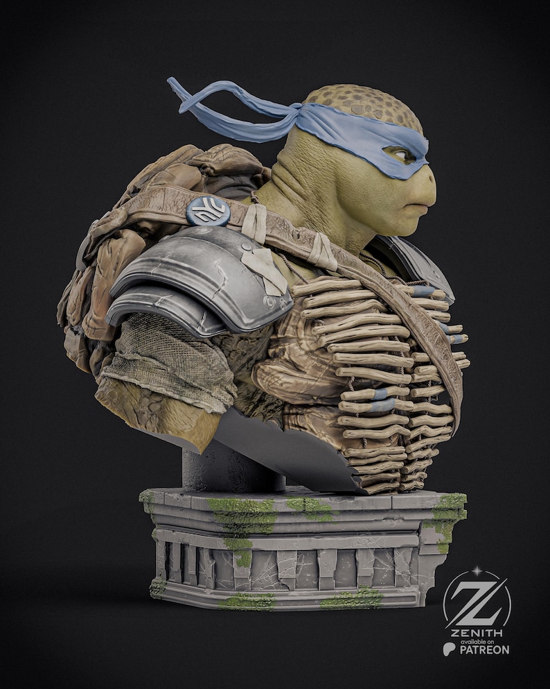 Leonardo Bust — TMNT | 1/8 1/6 Scale Resin Figure | Unpainted or Hand-Painted | 3D Printed Fan Art | Collector Gift image 2